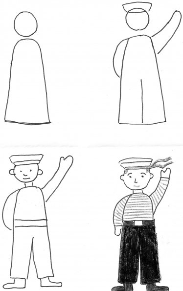 Поэтапное рисование солдата