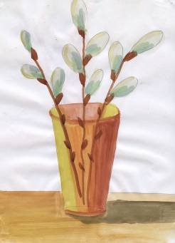 Рисование веточка вербы