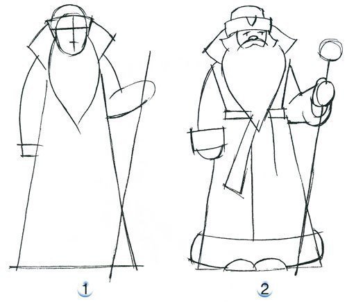 Как нарисовать Деда Мороза и снегурочку