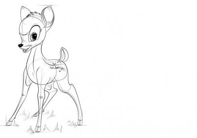 Олененок Бэмби поэтапно