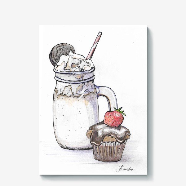 Молочный коктейль акварель