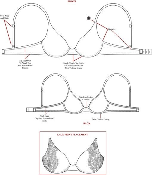 Технический эскиз бюстгальтера