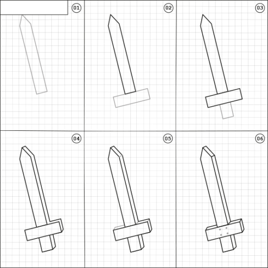 Меч рисунок поэтапно