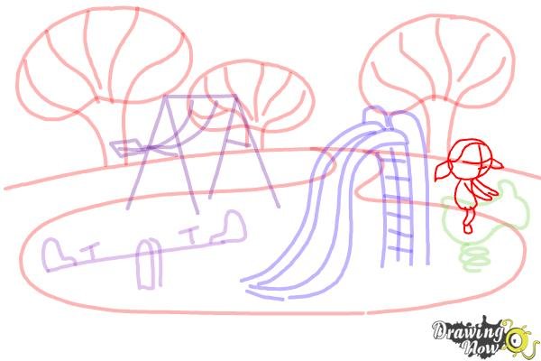 Детская площадка рисунок карандашом не сложные