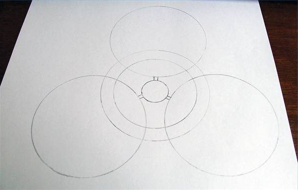 Нарисовать знак радиации поэтапно