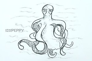 Осьминог рисунок