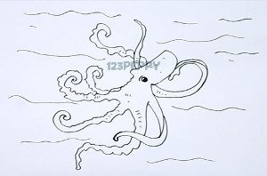 Осьминог рисовка