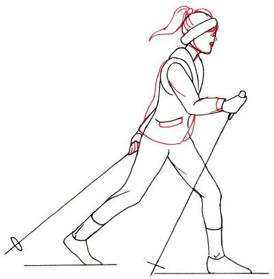 Рисование фигуры человека лыжника