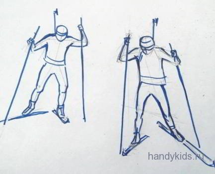 Рисование фигуры человека лыжника