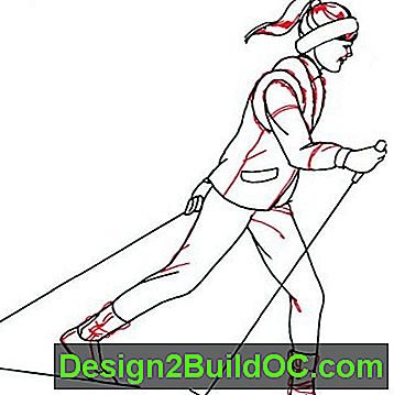 Лыжник в линия рисование