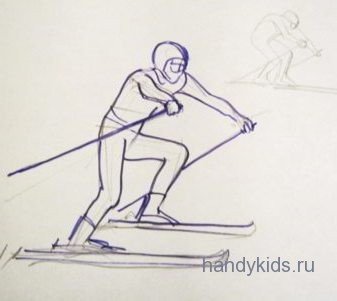 Рисование фигуры лыжника