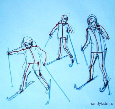 Рисование лыжник