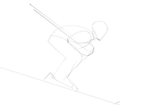 Лыжник карандашом