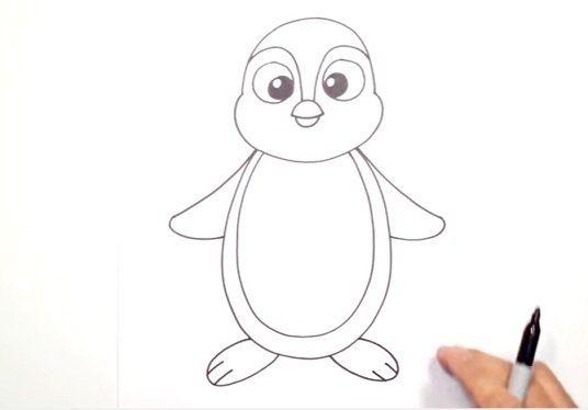 Поэтапное рисование пингвина