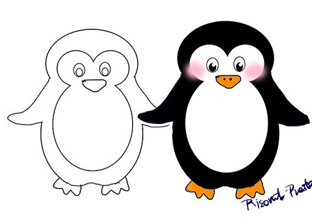 Поэтапное рисование пингвина для дошкольников