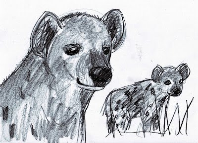 Гиена рисунок акварелью