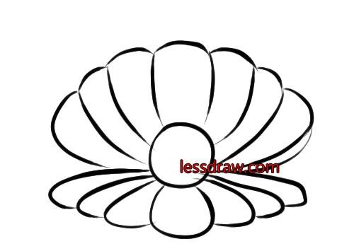 Ракушка рисунок для детей карандашом с жемчужиной