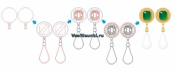 Серьга рисунок поэтапно