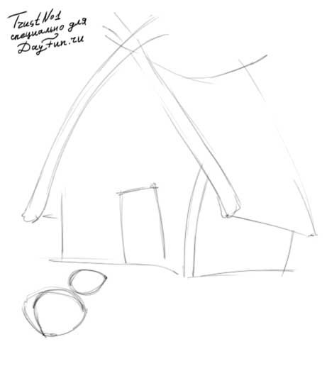 Нарисовать Теремок карандашом поэтапно