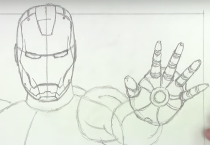 Рука железного человека карандашом