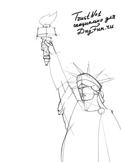 Статуя свободы карандашом поэтапно