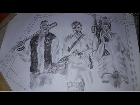 Рисунки карандашом из ГТА 5 Тревор и Майкл