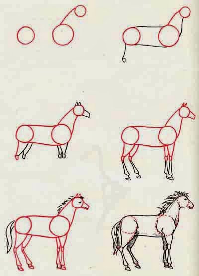 Этапы рисования лошади для детей