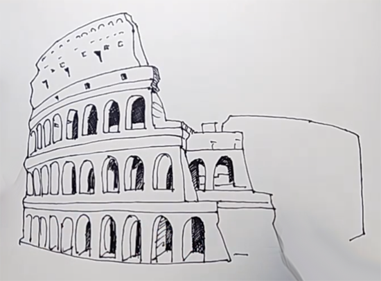 Колизей карандашом легкий