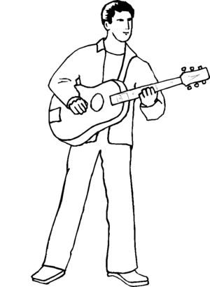 Раскраска мальчик гитарист