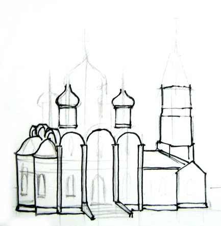 Рисование собора поэтапно