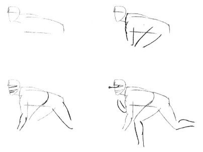 Человек в движении рисунок пошагово
