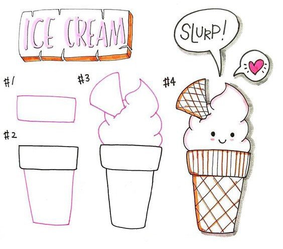 Поэтапные рисунки для личного дневника