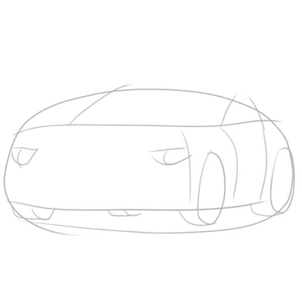 Срисовать машину легкую Мустанг