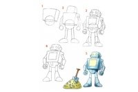 Поэтапное рисование робота для детей