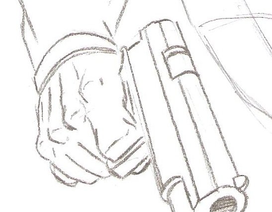 Пистолет в руке карандашом