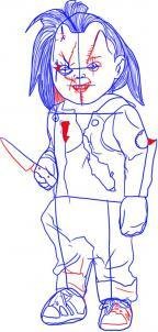 Кукла Чаки рисунок поэтапно