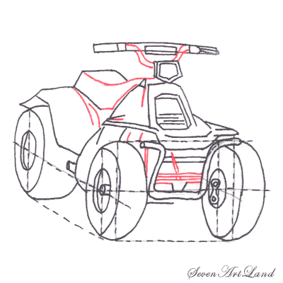 Поэтапное рисование квадроцикла