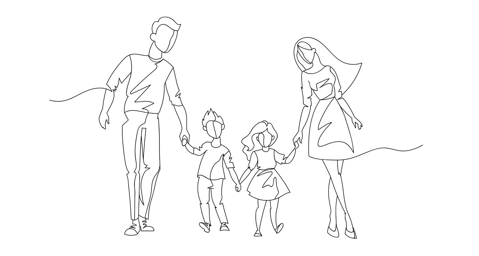 Семья контурный рисунок