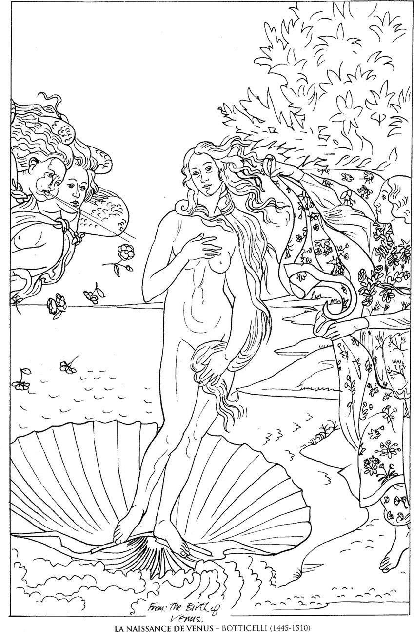 Венера Боттичелли раскраска
