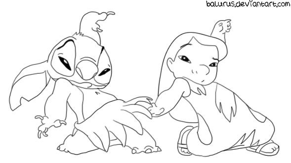Лило и Стич рисовать карандашом