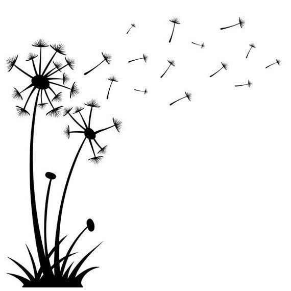 Силуэт одуванчика для рисования детям