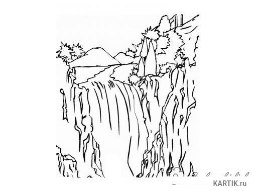 Раскраска река и горы