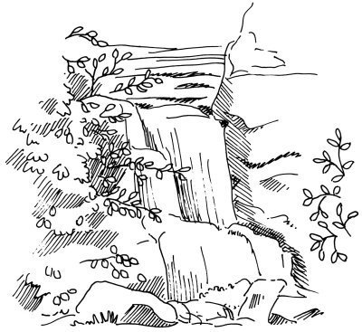 Водопад рисунок карандашом