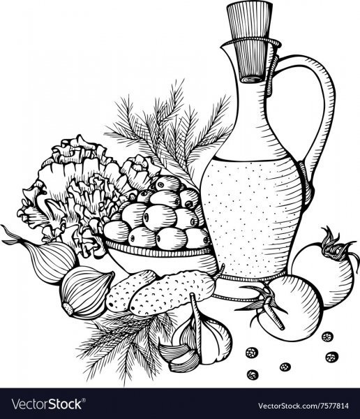 Раскраска корзинка с фруктами