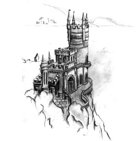 Ласточкино гнездо Крым карандашом