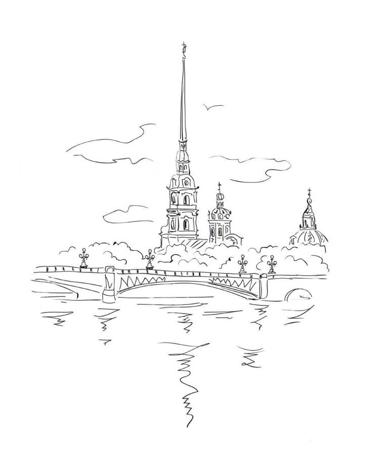 Петропавловская крепость контурный рисунок (48 фото) » Рисунки для срисовки  и не только