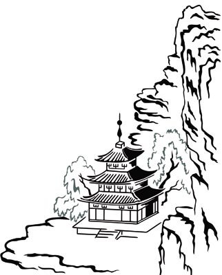 Пейзажи в японском стиле контур