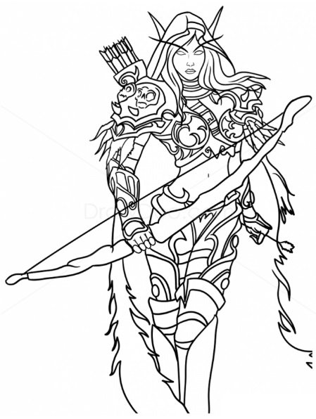 Варкрафт Сильвана раскраска