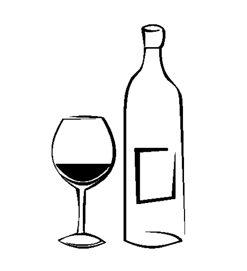 Бокал с вином контур