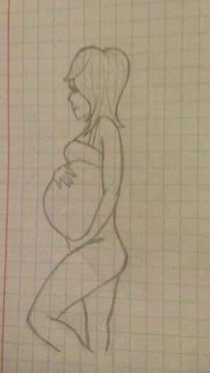 Беременная девушка карандашом